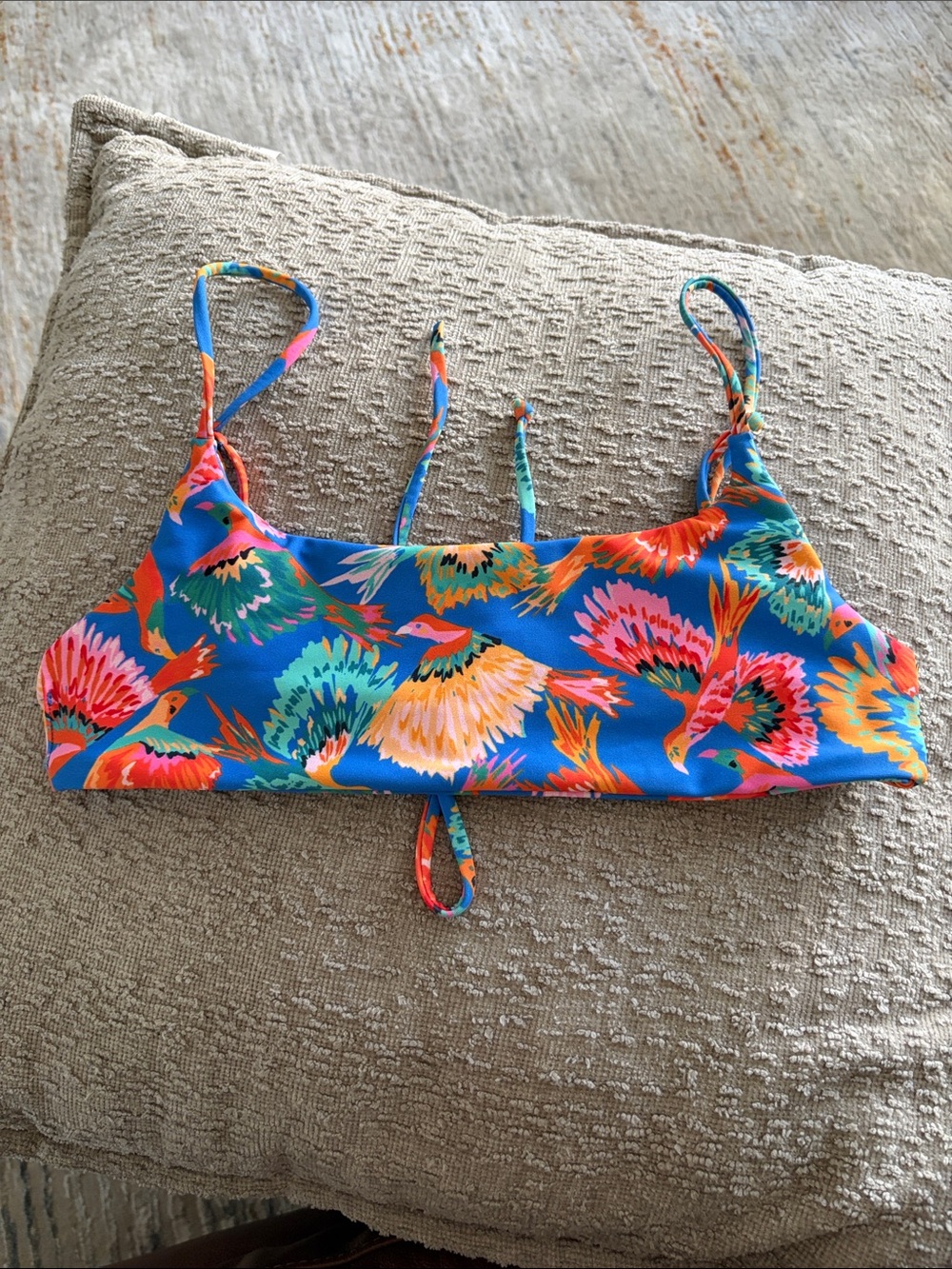 Blue Tropical Floral Swim Top